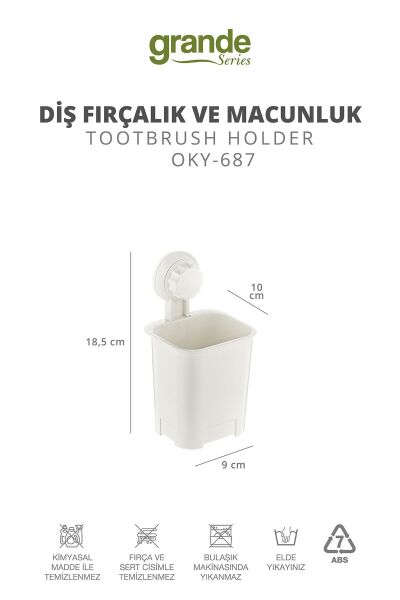 Okyanus Home Grande Diş Fırçalık ve Macunluk 2 Fonksiyonlu - ister yapıştır, ister vidala