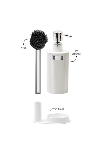 Okyanus Home Beyaz Fırçalı Sıvı Sabunluk