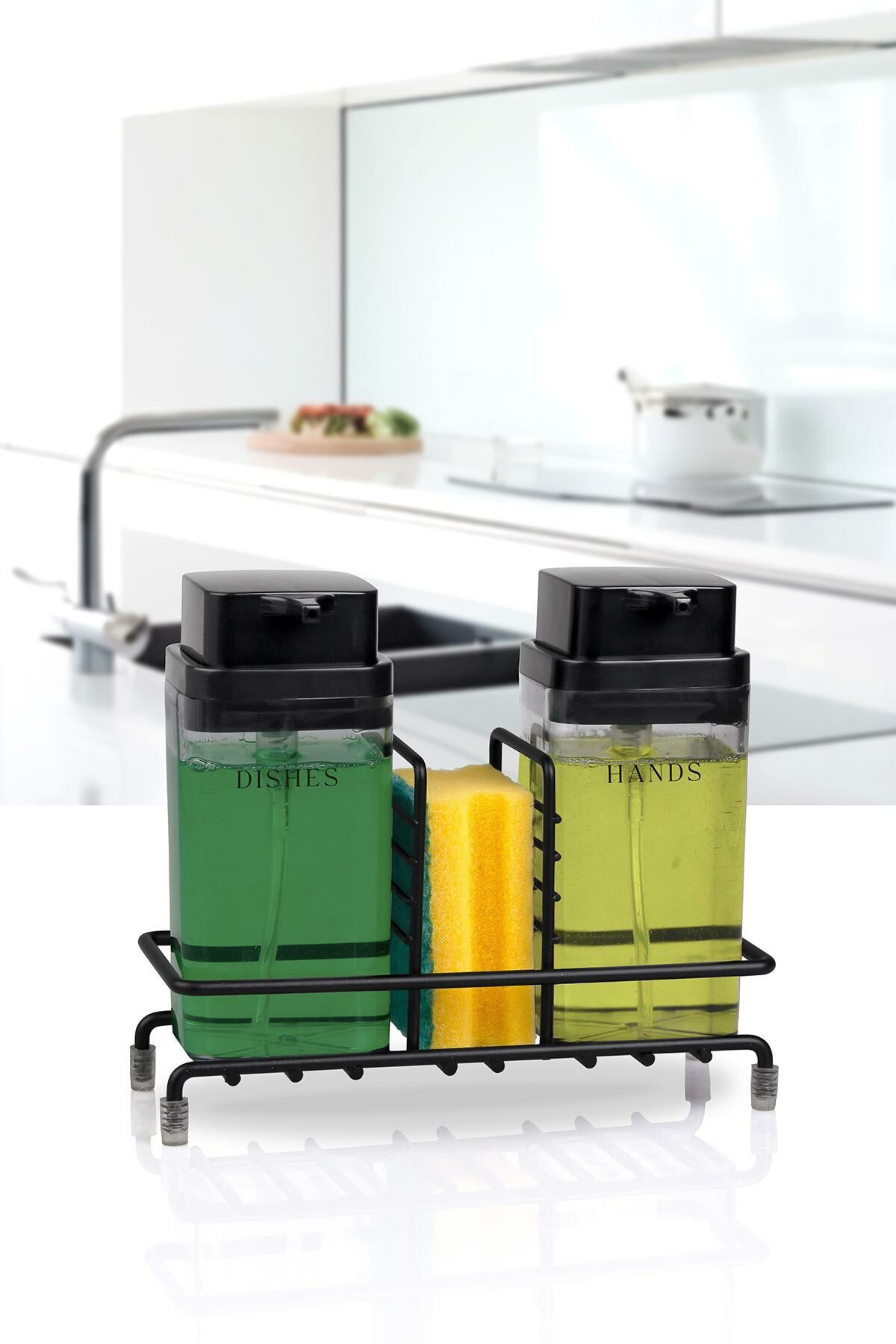 Okyanus Home Siyah Deluxe Kare Standlı 2'li Füme Rengi Sıvı Sabunluk