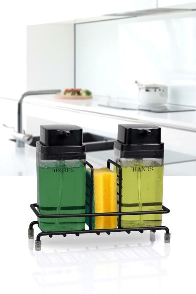 Okyanus Home Siyah Deluxe Kare Standlı 2'li Füme Rengi Sıvı Sabunluk