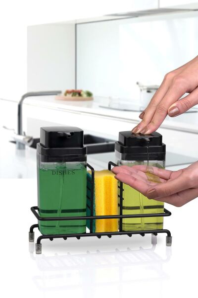 Okyanus Home Siyah Deluxe Kare Standlı 2'li Füme Rengi Sıvı Sabunluk