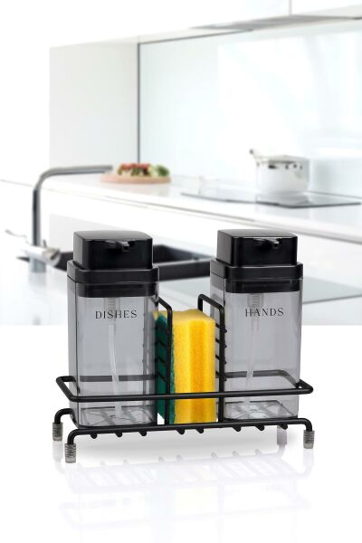 Okyanus Home Siyah Deluxe Kare Standlı 2'li Füme Rengi Sıvı Sabunluk