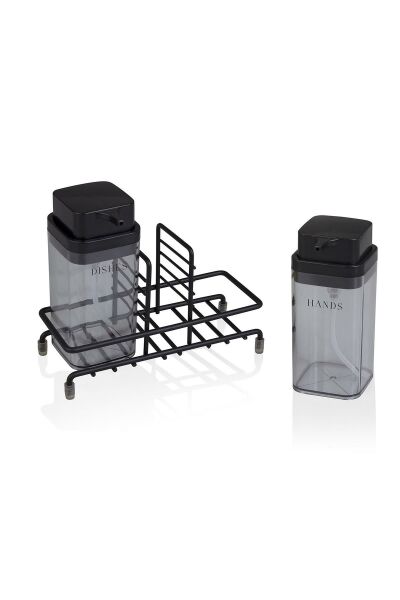 Okyanus Home Siyah Deluxe Kare Standlı 2'li Füme Rengi Sıvı Sabunluk