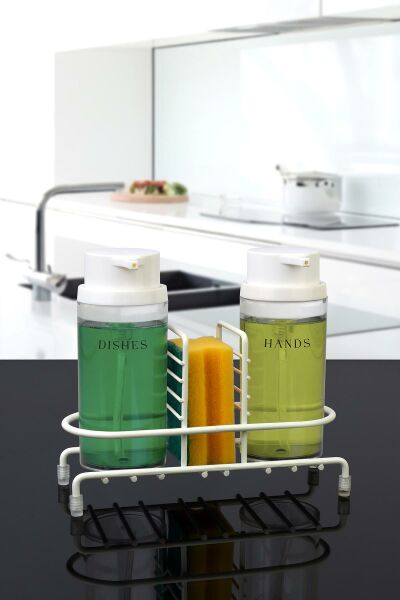 Okyanus Home Beyaz Deluxe Yuvarlak Standlı 2'li Şeffaf Sıvı Sabunluk