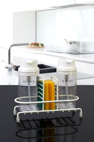 Okyanus Home Beyaz Deluxe Yuvarlak Standlı 2'li Şeffaf Sıvı Sabunluk