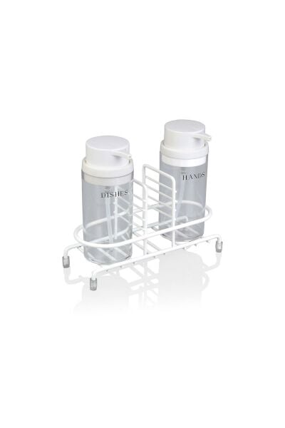 Okyanus Home Beyaz Deluxe Yuvarlak Standlı 2'li Şeffaf Sıvı Sabunluk