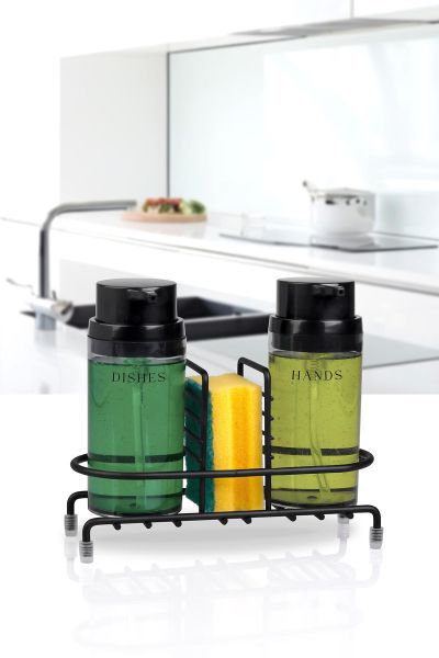 Okyanus Home Siyah Deluxe Yuvarlak Standlı 2'li Füme Rengi Sıvı Sabunluk