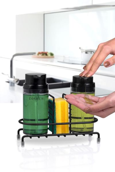 Okyanus Home Siyah Deluxe Yuvarlak Standlı 2'li Füme Rengi Sıvı Sabunluk