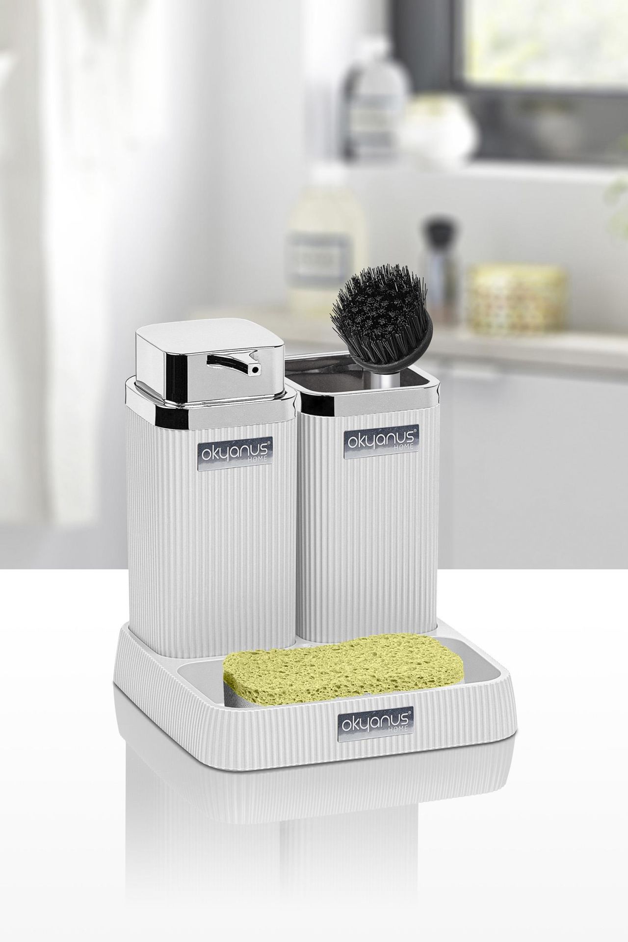 Okyanus Home Stella Beyaz Kromlu Lavabo Seti