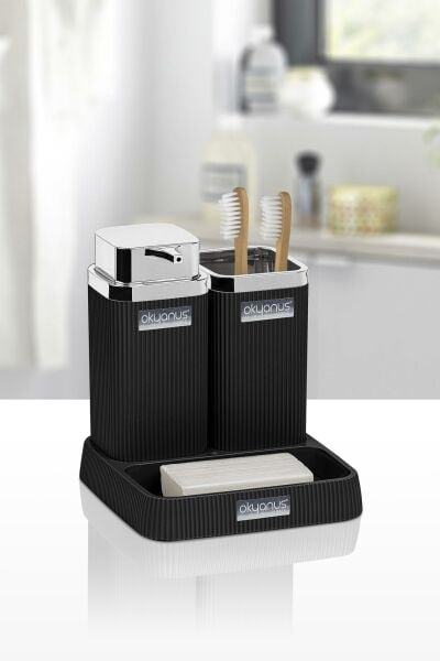 Okyanus Home Stella Siyah Kromlu Lavabo Seti