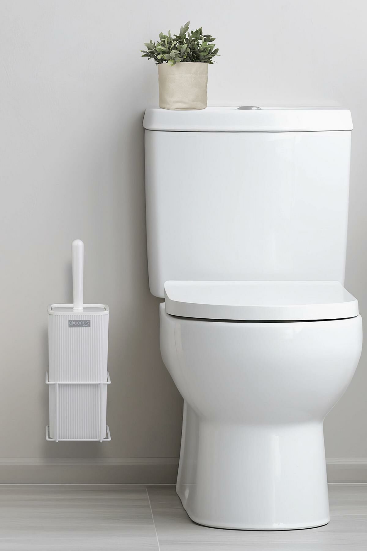 Okyanus Home Beyaz Eko Magic Askılı Kare Mina Wc Fırçalık
