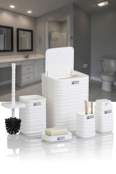 Okyanus Home Luna Beyaz Kare 5'li Banyo Seti