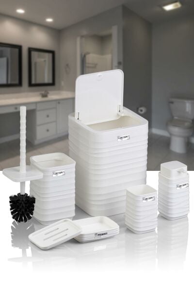 Okyanus Home Luna Beyaz Kare 5'li Banyo Seti