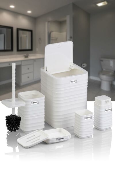 Okyanus Home Luna Beyaz Kare 5'li Banyo Seti