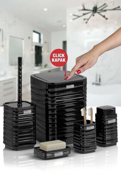 Okyanus Home Luna Siyah Kare 5'li Banyo Seti