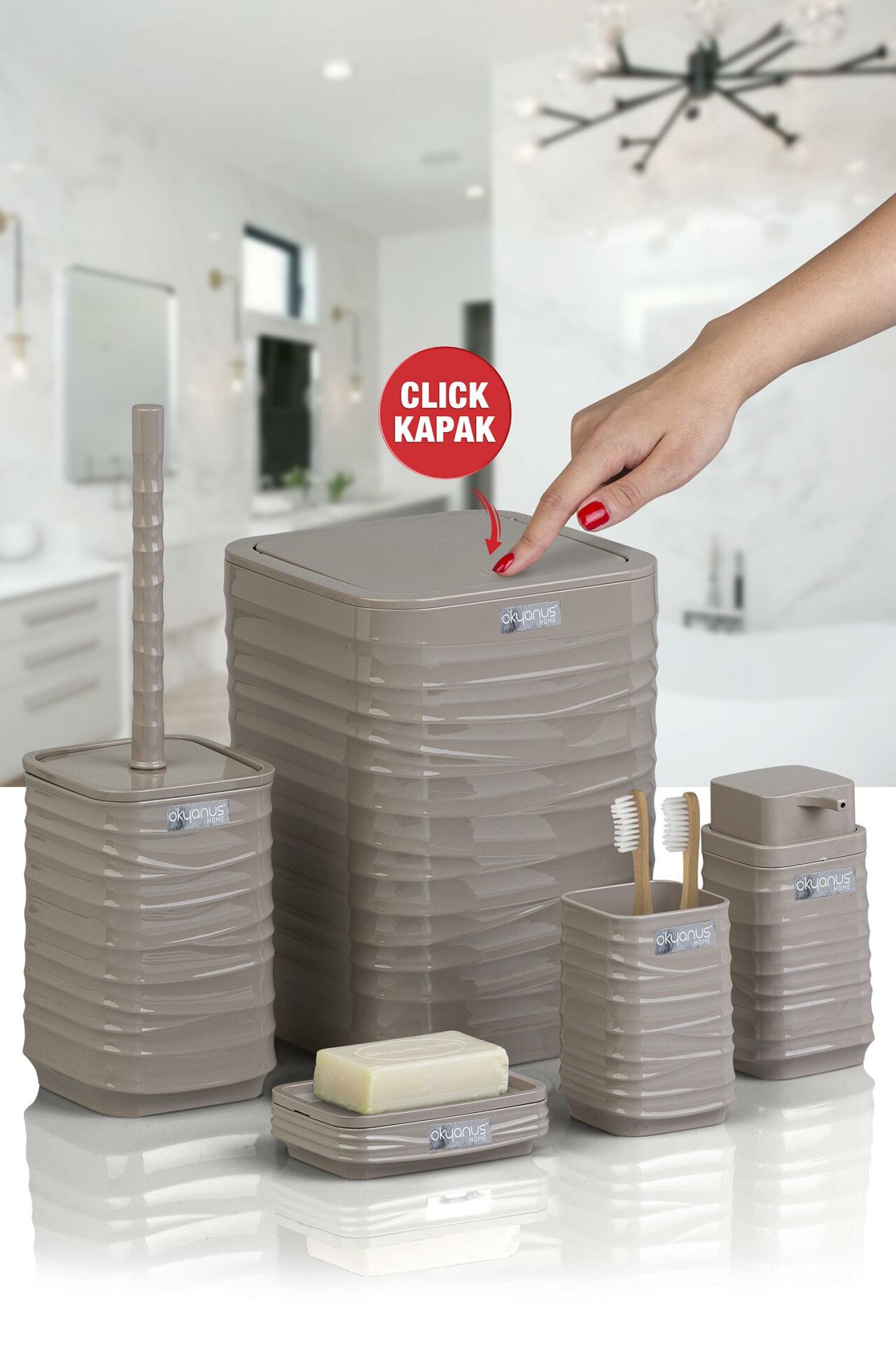 Okyanus Home Luna Vizon Kare 5'li Banyo Seti