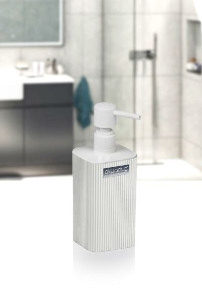 Okyanus Home Mina Beyaz Kare Çizgili Sıvı Sabunluk