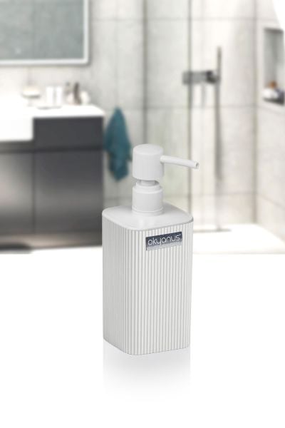 Okyanus Home Mina Beyaz Kare Çizgili Sıvı Sabunluk