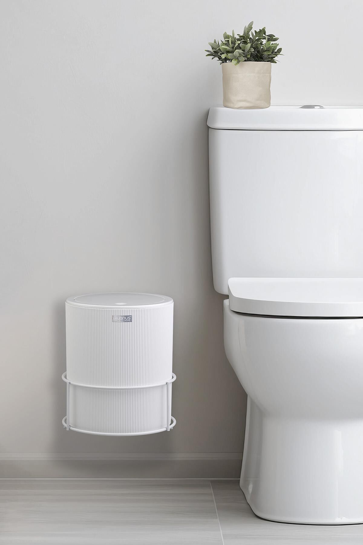 Okyanus Home Beyaz Eko Magic Askılı Yuvarlak Mina Çöp Kovası