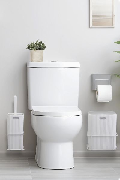 Okyanus Home Beyaz Eko Magic Askılı Kare Mina 2'li Wc Kova ve Fırça Seti