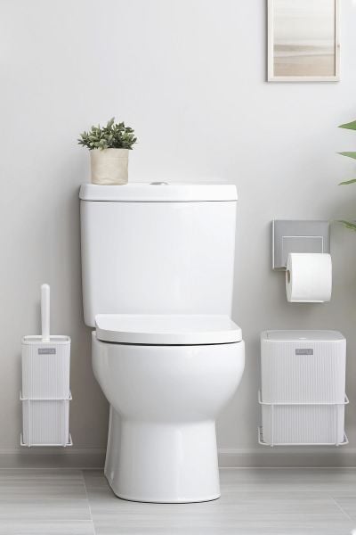 Okyanus Home Beyaz Eko Magic Askılı Kare Mina 2'li Wc Kova ve Fırça Seti