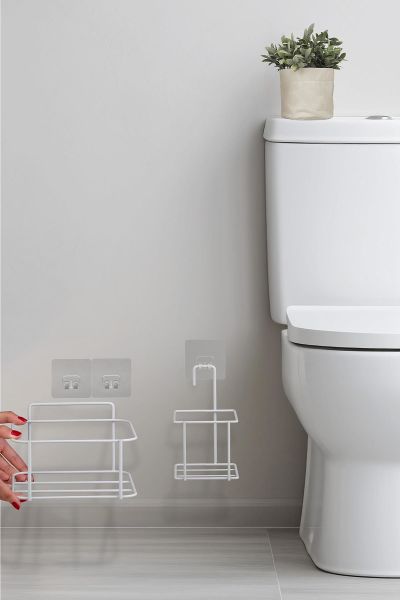 Okyanus Home Beyaz Eko Magic Askılı Kare Mina 2'li Wc Kova ve Fırça Seti