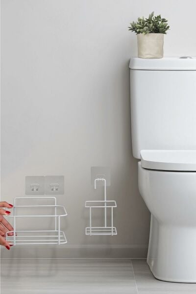 Okyanus Home Beyaz Eko Magic Askılı Kare Mina 2'li Wc Kova ve Fırça Seti