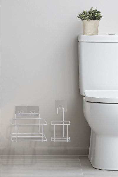 Okyanus Home Beyaz Eko Magic Askılı Kare Mina 2'li Wc Kova ve Fırça Seti