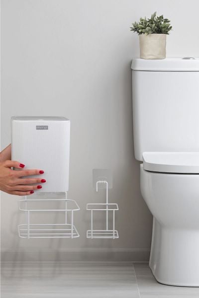 Okyanus Home Beyaz Eko Magic Askılı Kare Mina 2'li Wc Kova ve Fırça Seti