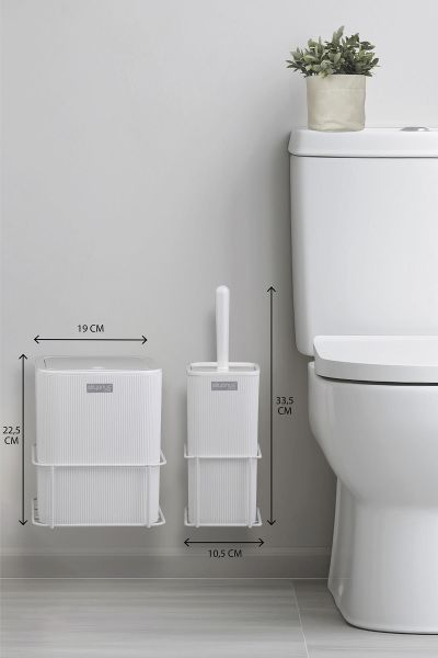 Okyanus Home Beyaz Eko Magic Askılı Kare Mina 2'li Wc Kova ve Fırça Seti