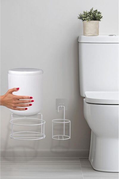 Okyanus Home Beyaz Eko Magic Askılı Yuvarlak Linea 2'li Wc Kova ve Fırça Seti