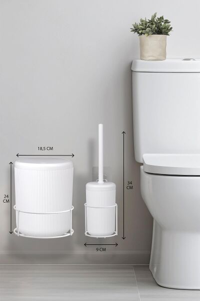 Okyanus Home Beyaz Eko Magic Askılı Yuvarlak Linea 2'li Wc Kova ve Fırça Seti