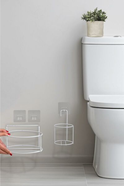 Okyanus Home Beyaz Eko Magic Askılı Yuvarlak Linea 2'li Wc Kova ve Fırça Seti