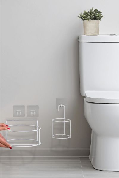 Okyanus Home Beyaz Eko Magic Askılı Yuvarlak Linea 2'li Wc Kova ve Fırça Seti