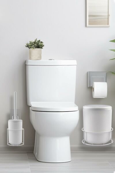 Okyanus Home Beyaz Eko Magic Askılı Yuvarlak Linea 2'li Wc Kova ve Fırça Seti