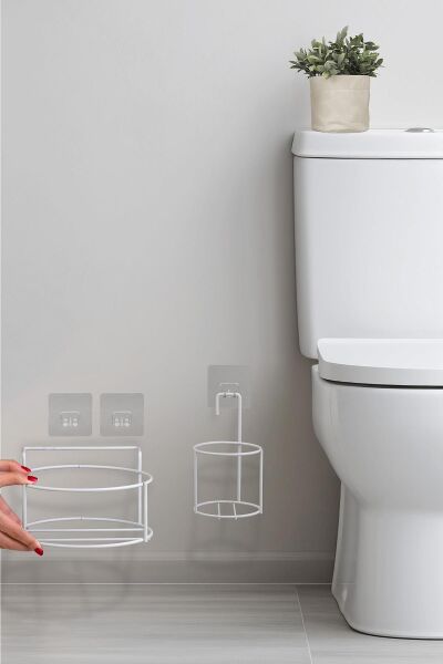 Okyanus Home Beyaz Eko Magic Askılı Yuvarlak Mina 2'li Wc Kova ve Fırça Seti