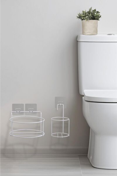 Okyanus Home Beyaz Eko Magic Askılı Yuvarlak Mina 2'li Wc Kova ve Fırça Seti