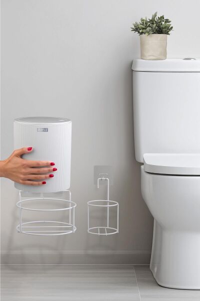 Okyanus Home Beyaz Eko Magic Askılı Yuvarlak Mina 2'li Wc Kova ve Fırça Seti