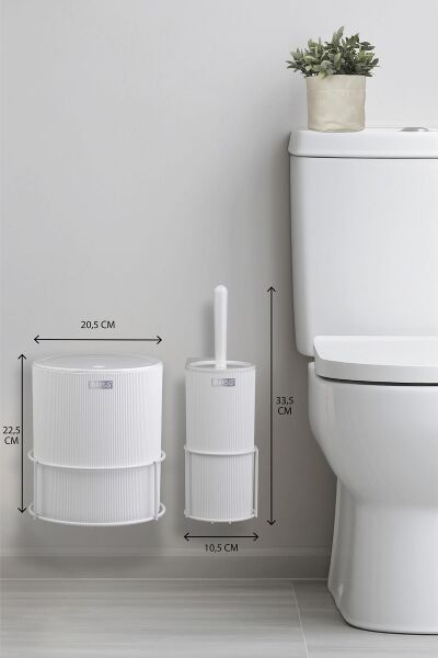 Okyanus Home Beyaz Eko Magic Askılı Yuvarlak Mina 2'li Wc Kova ve Fırça Seti
