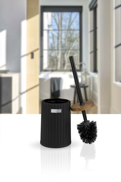 Okyanus Home Coliseum Siyah Ahşap Desenli WC Fırçalık