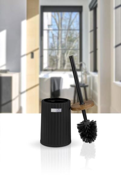 Okyanus Home Coliseum Siyah Ahşap Desenli WC Fırçalık