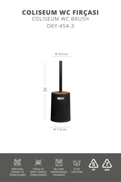 Okyanus Home Coliseum Siyah Ahşap Desenli WC Fırçalık