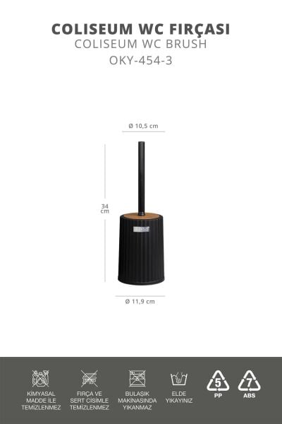 Okyanus Home Coliseum Siyah Ahşap Desenli WC Fırçalık