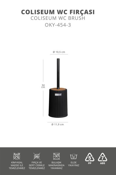 Okyanus Home Coliseum Siyah Ahşap Desenli WC Fırçalık