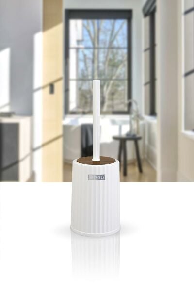 Okyanus Home Coliseum Beyaz Ahşap Desenli WC Fırçalık