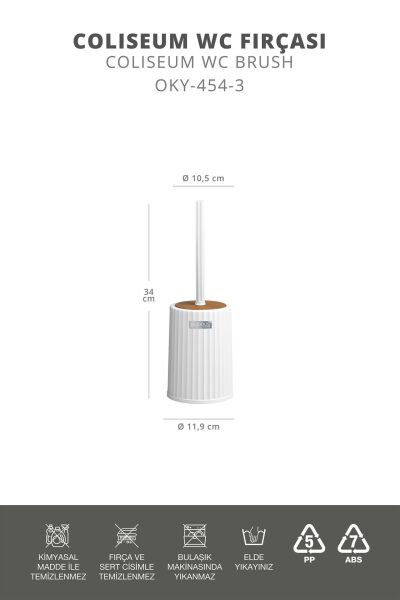 Okyanus Home Coliseum Beyaz Ahşap Desenli WC Fırçalık