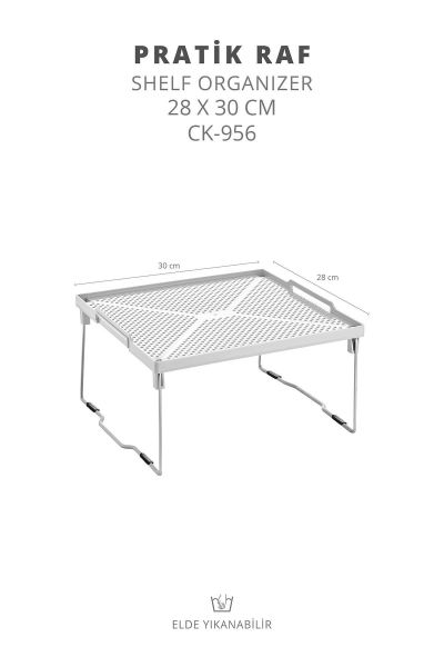 Okyanus Home Metal Ayaklı Tek Katlı Pratik Raf Düzenleyici 28x30