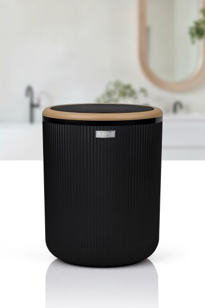 Okyanus Home Linea Due Siyah Çizgili Yuvarlak Çöp Kovası