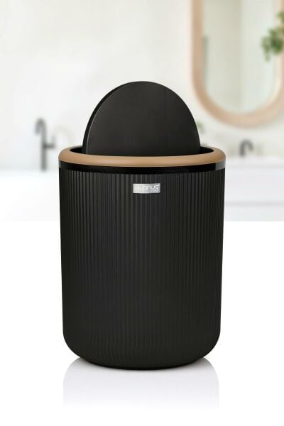 Okyanus Home Linea Due Siyah Çizgili Yuvarlak Çöp Kovası
