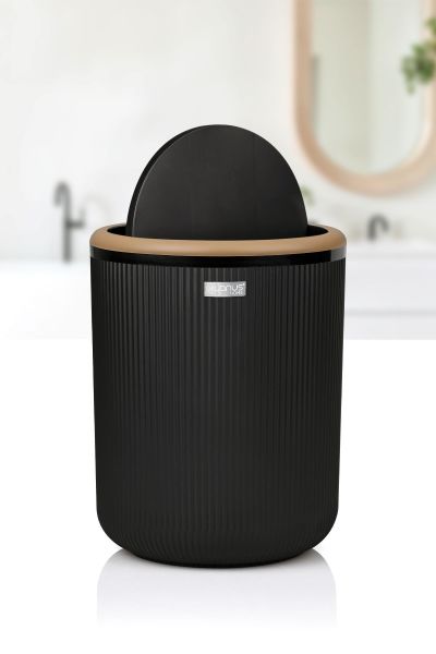 Okyanus Home Linea Due Siyah Çizgili Yuvarlak Çöp Kovası